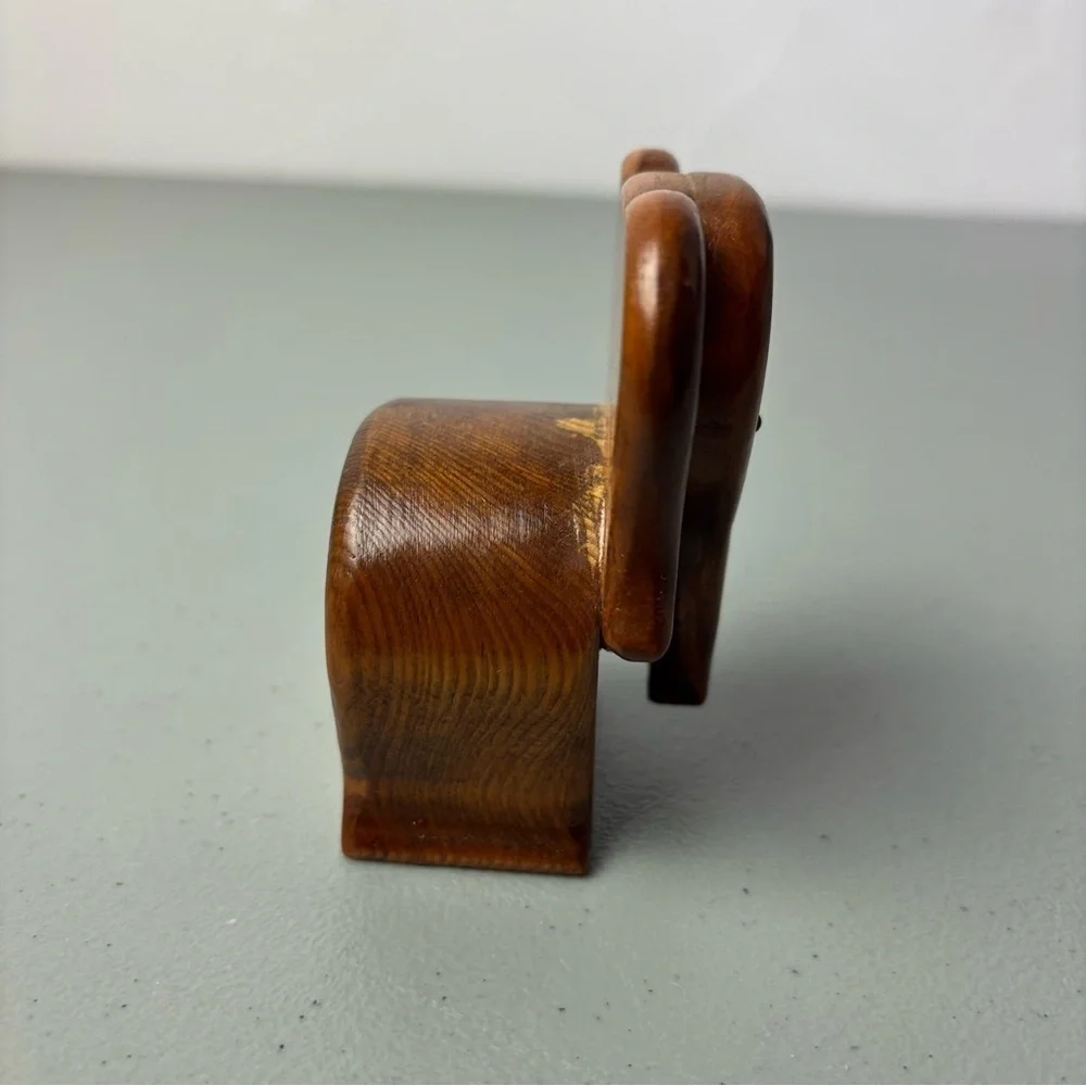 Vintage Wood Elephant Figurine Tusks 1995 Small Home Decor African Safari